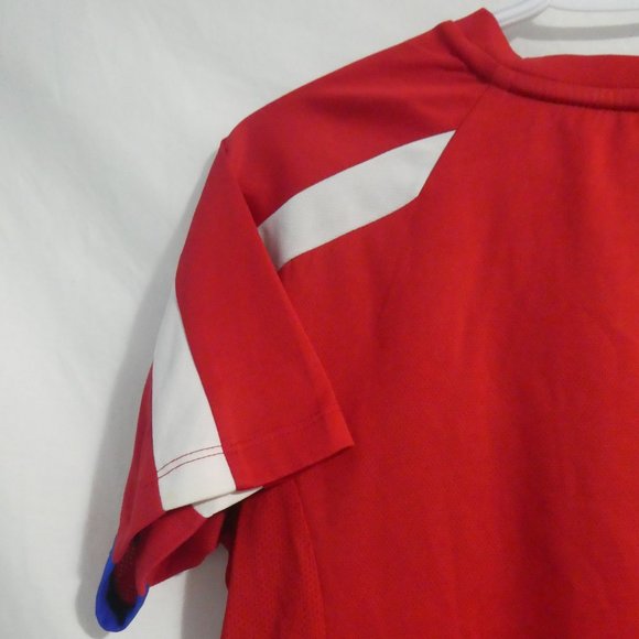 ATHLETIC WORKS | large, 14 | Red Exercise T-Shirt | Mesh Sides | White Stripes - Picture 10 of 13